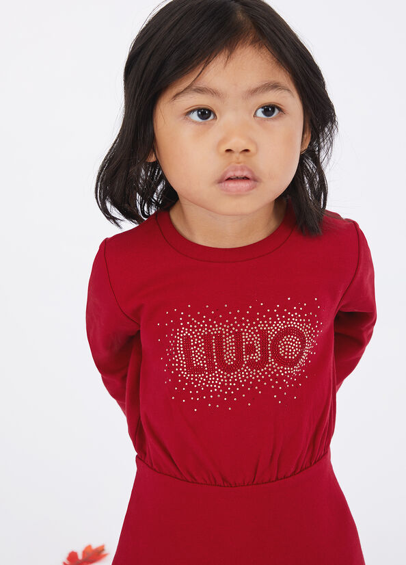 Abito in felpa con logo e strass
