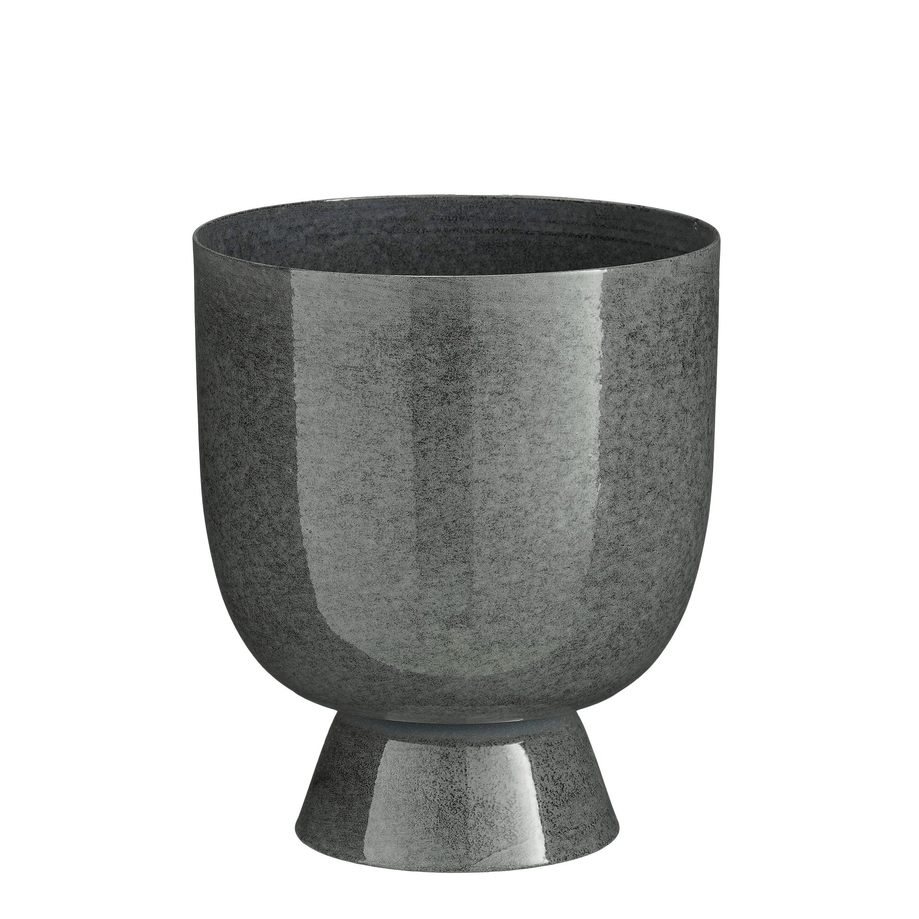 Mica Decorations James Bloempot op Standaard - H22 x Ø19 cm - Metaal - Grijs