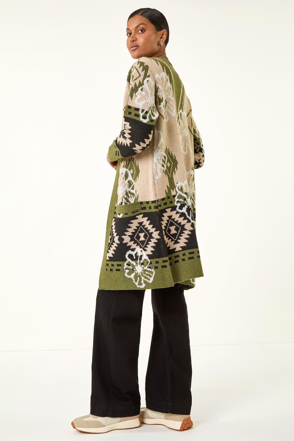 Roman Abstract Jacquard Knit Cardigan