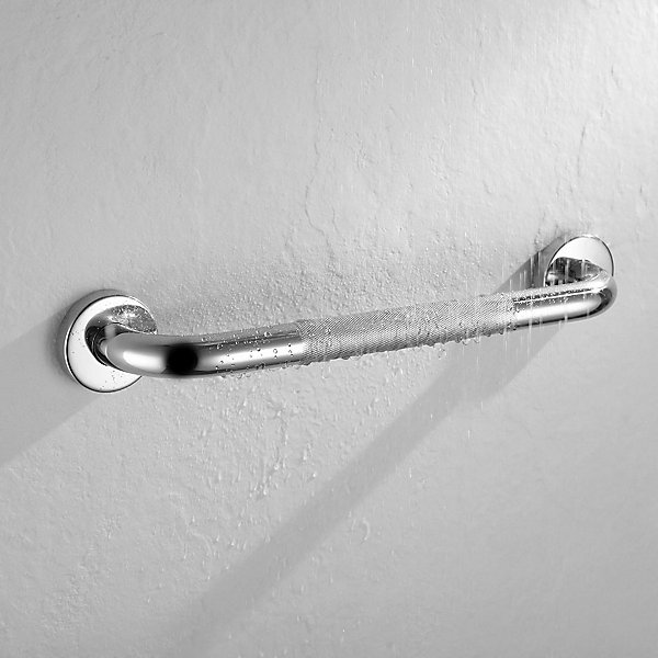 Kibath Poignée de sécurité antidérapante de 40 cm en acier inoxydable avec finition chromée brillante