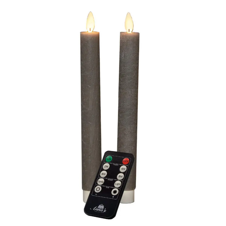 Anna Collection LED dinerkaarsen - 2x - taupe kleur - 23 cm