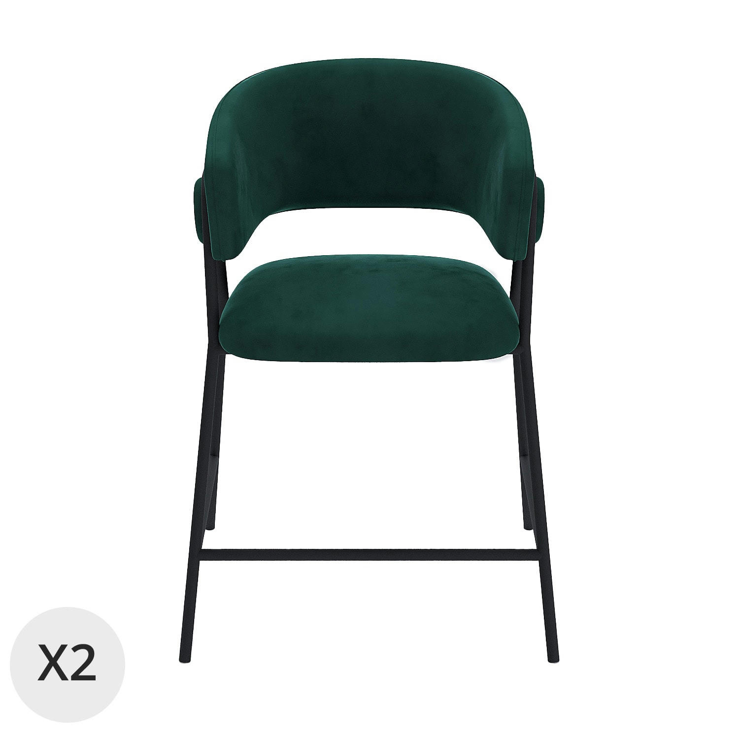 BONNIE - Lot de 2 tabourets de bar avec dossier, velours vert
