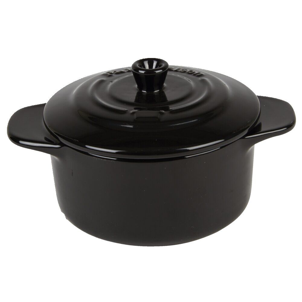 Mini cocotte céramique avec couvercle Ø9.5XH7 cm noir