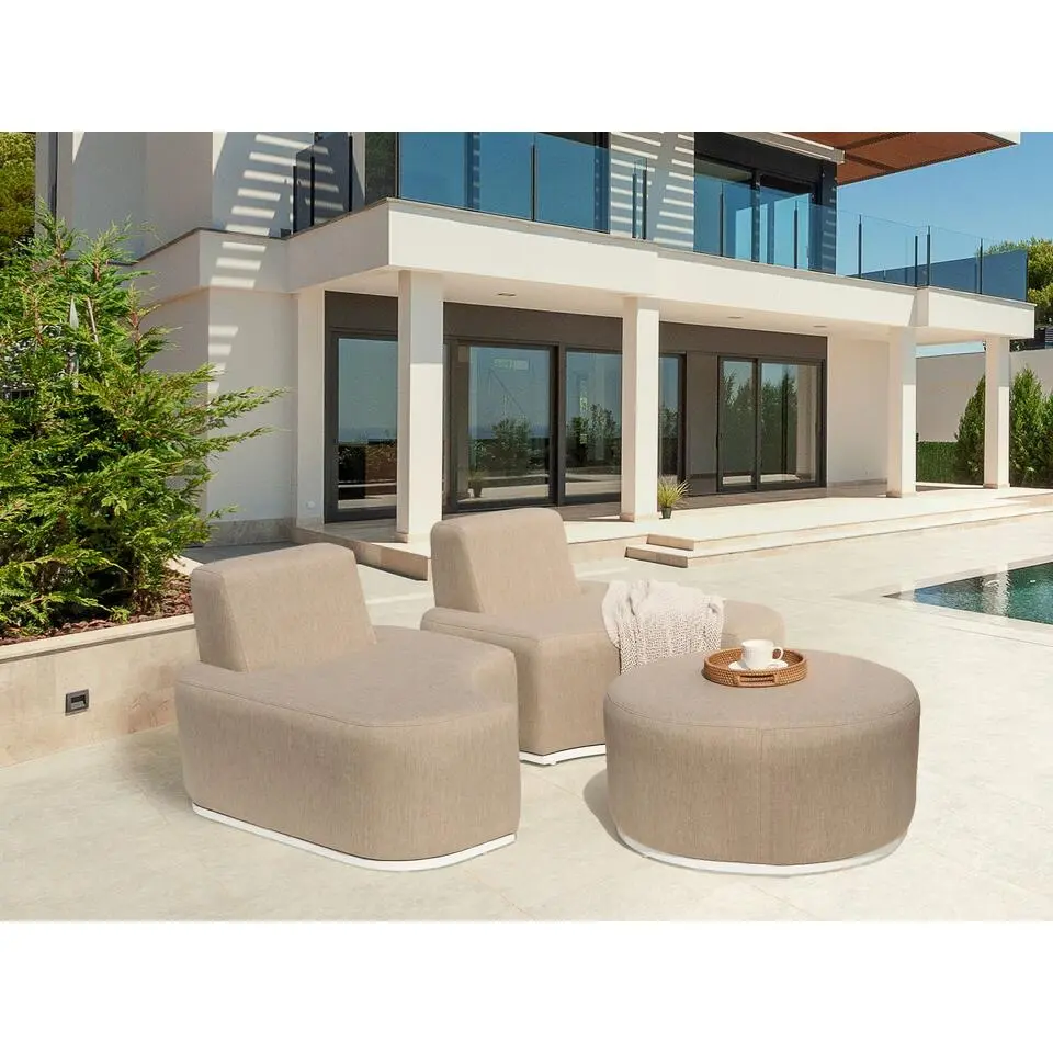 FABRO - Loungeset voor 2 - Beige - Polyester