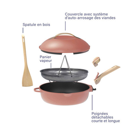 Poêle 8-en-1 La Fabuleuse Pivoine 28 cm - Cookut