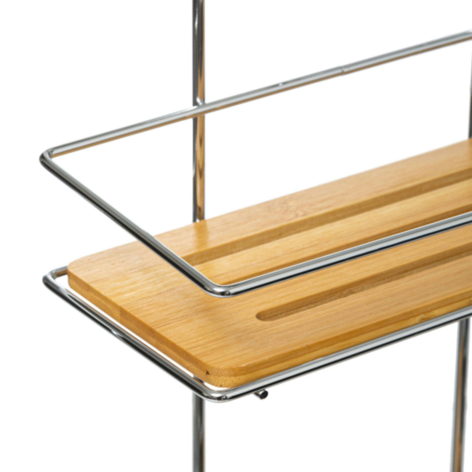 - Étagère de douche à suspendre en métal et bambou