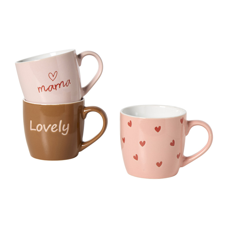 Mok lovely - bruin/roze - 325 ml