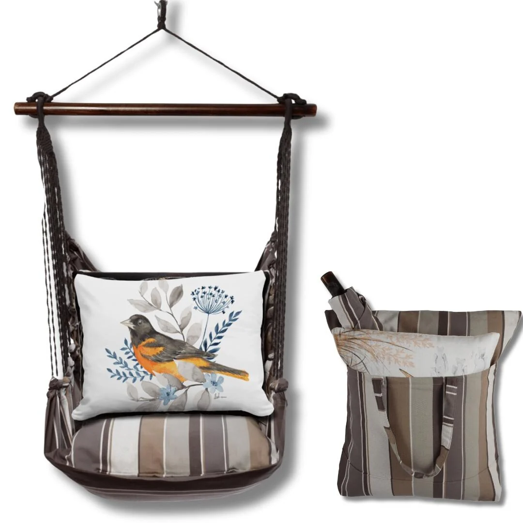 Magnolia Casual Swing Set 4 piece - Slate Gray Stripe w/ Oriole