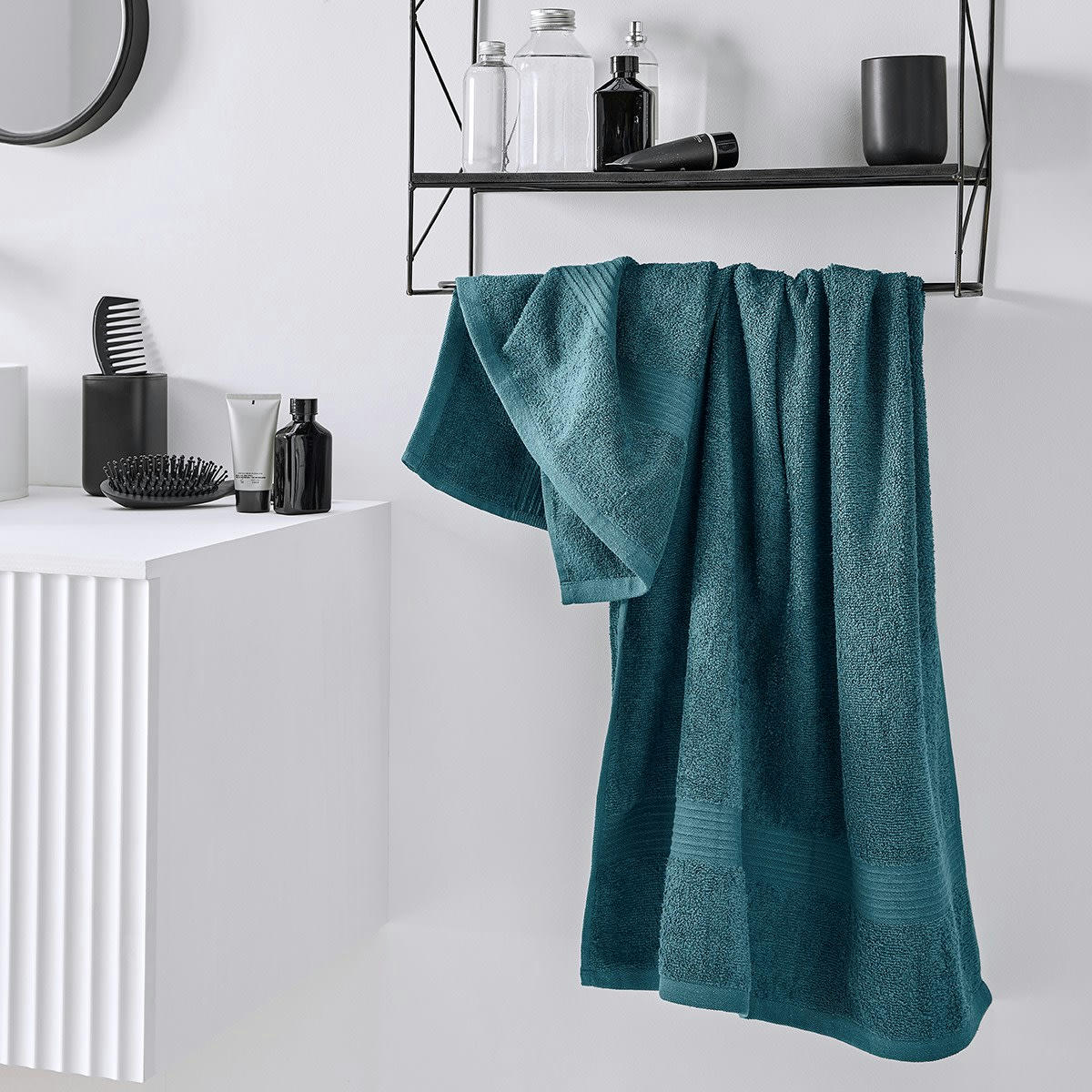 MEVAK BAÑO - Drap de bain uni en coton bleu 70x130