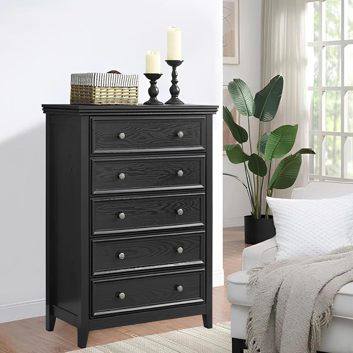 roomfitters Modern 5 Drawers Dresser 5 Drawers Cabinet,Chest of Drawers Closet Organizers and Storage Clothes Storage Drawers