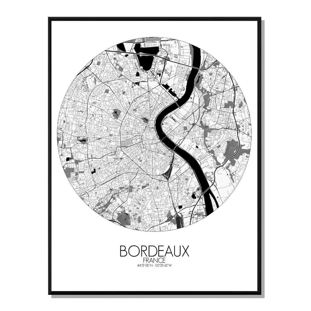 - Affiche Bordeaux Carte ronde 40x50