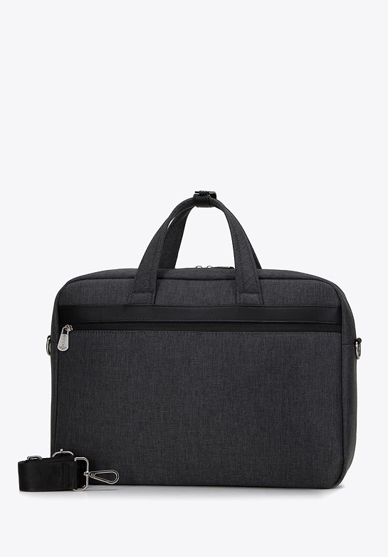 Męska torba na laptopa 15,6” z lamówką z ekoskóry czarna
