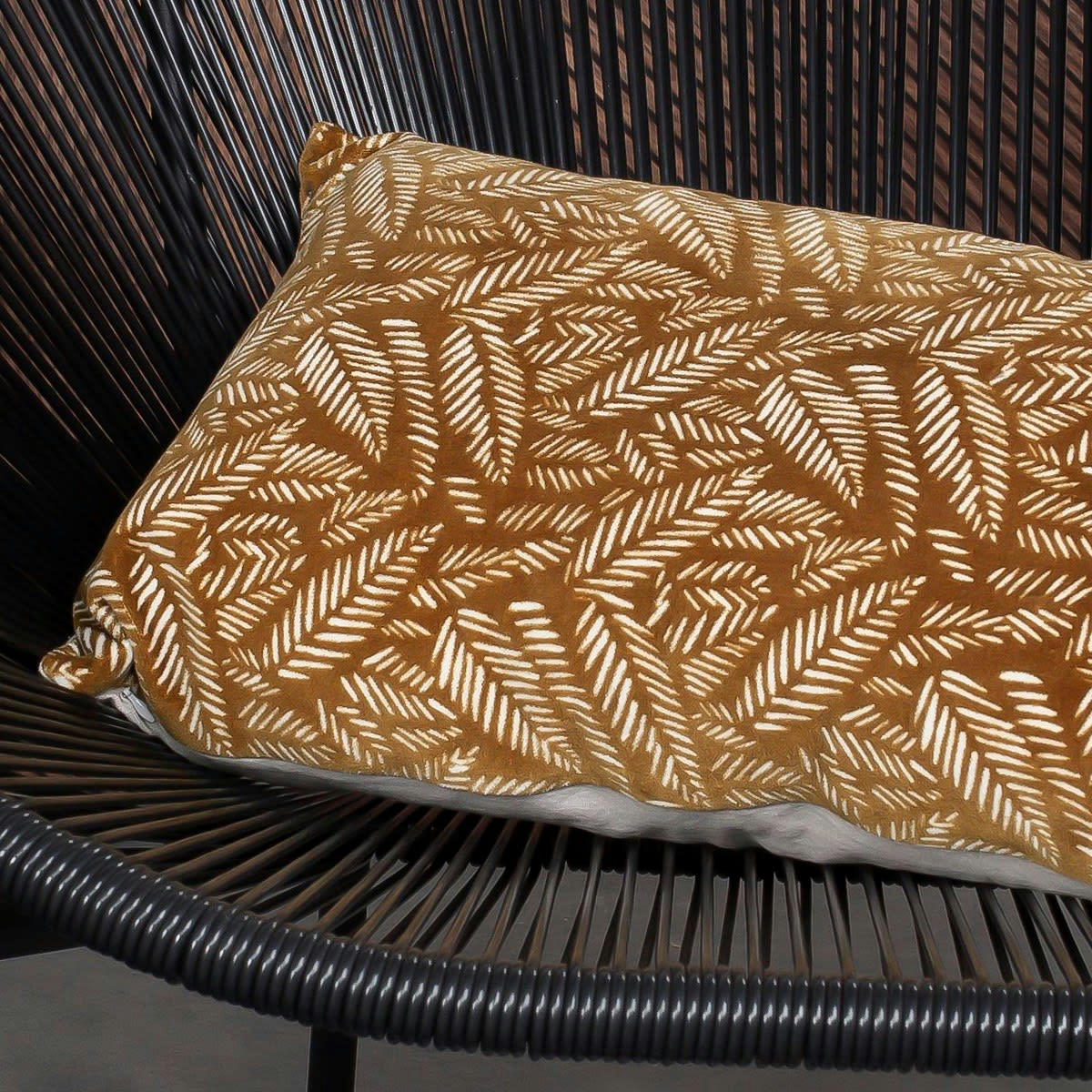 TERANGA INAYA - Coussin déhoussable imprime en Coton Jaune 30x50 cm