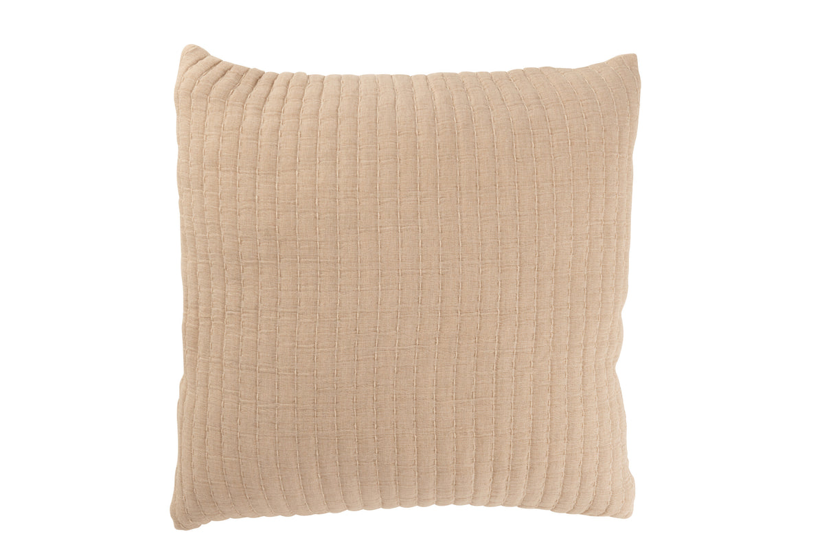 J-Line kussen teddy strepen stiksel - katoen/polyester - beige