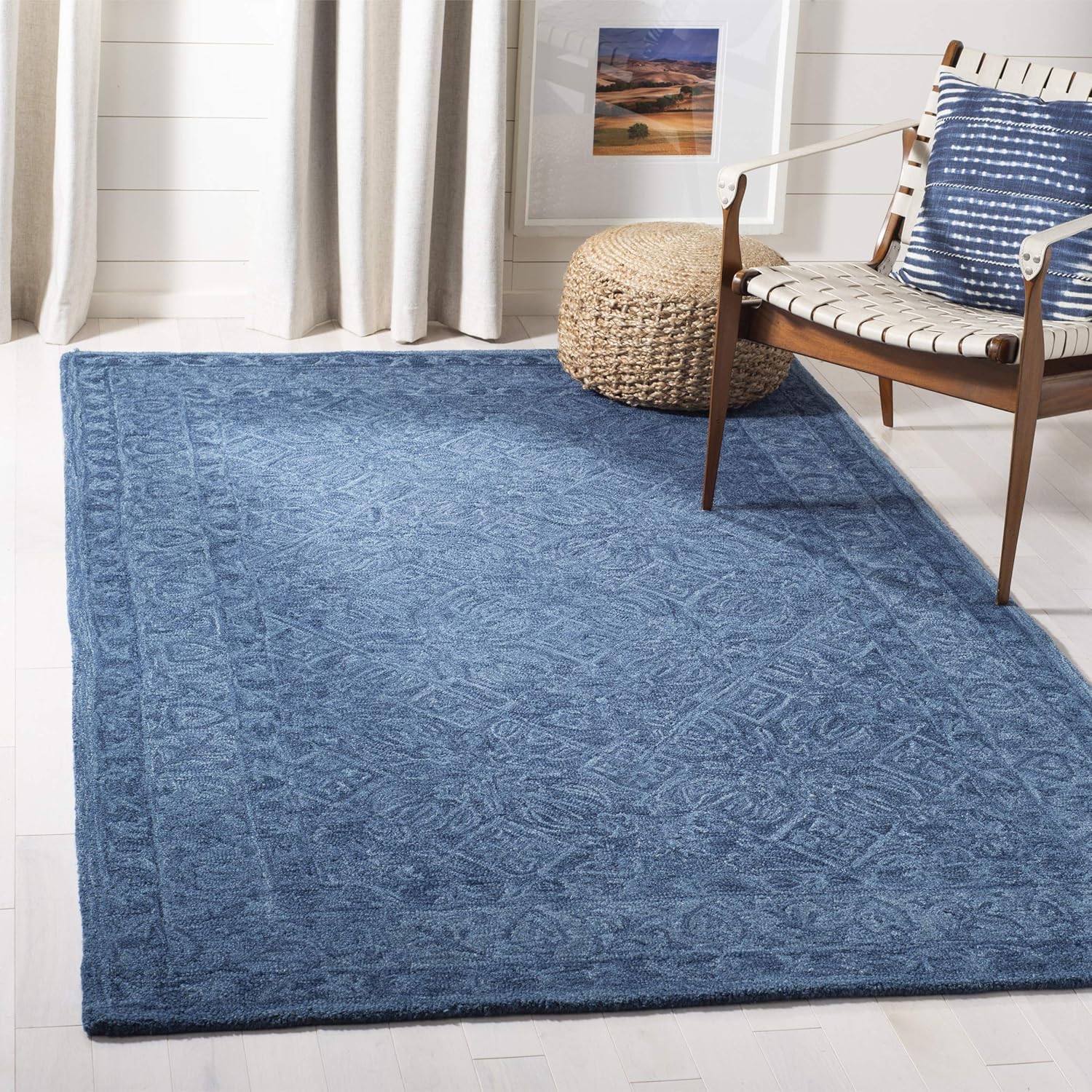 SAFAVIEH Area Rug 8x10 - Dip Dye Collection - Large - Navy Blue, Handmade Wool, Ideal for Living Room, Bedroom, Office, Dining Space (DDY151N)