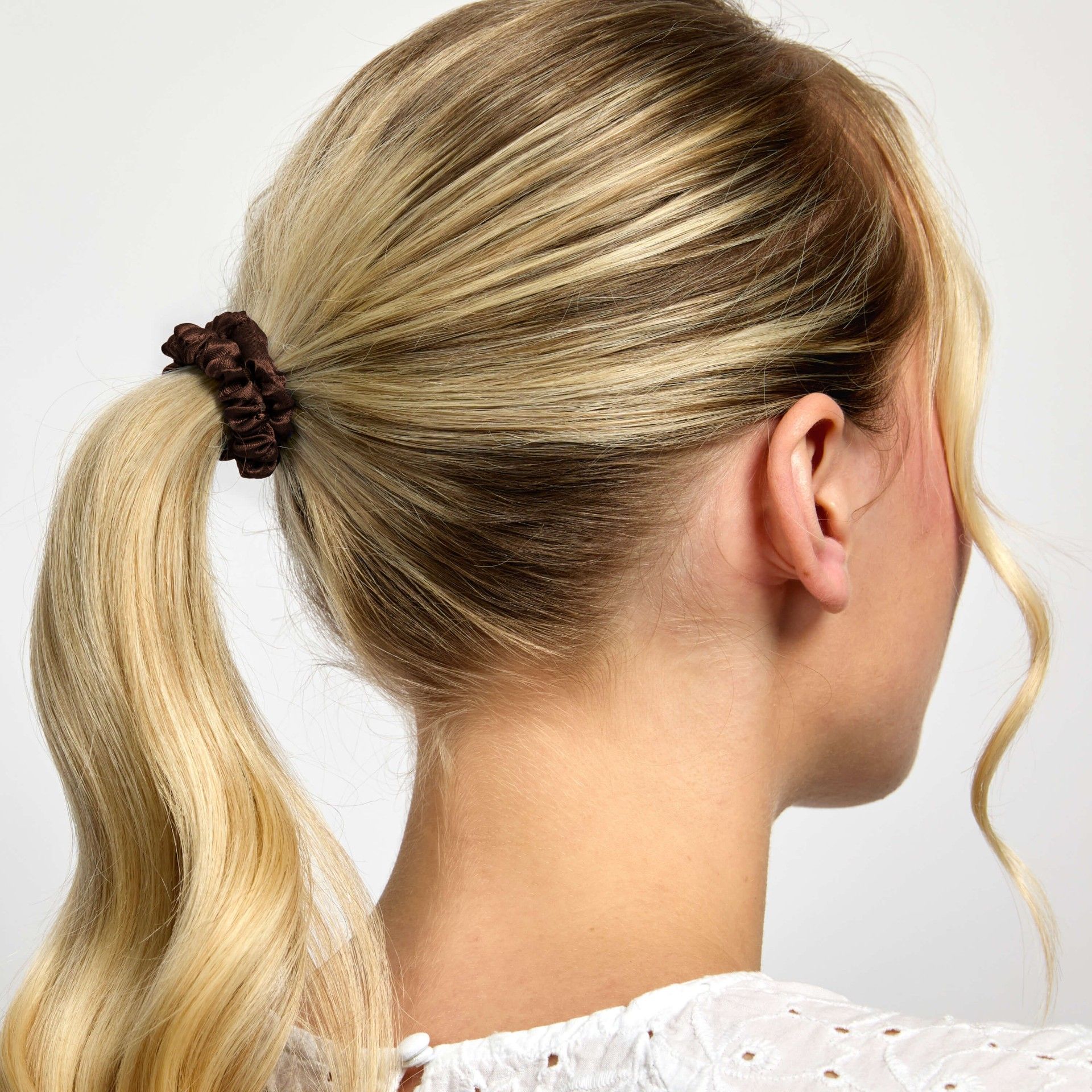 Silver Cloud Silver Cloud Silver Ion Infused Satin Skinny Scrunchies Chocolate 5 Pack
