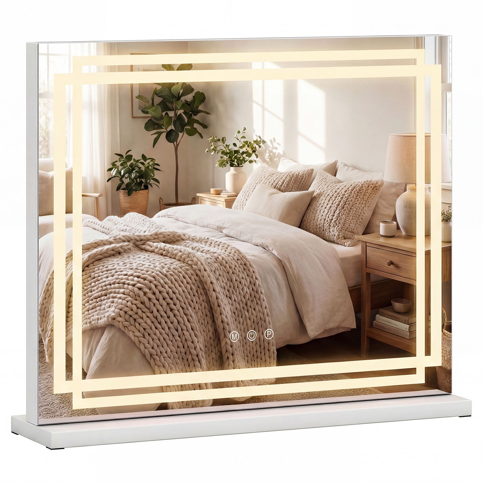 Costway Vanity Mirror 58 x 46 CM Lighted Makeup Mirror with Lights