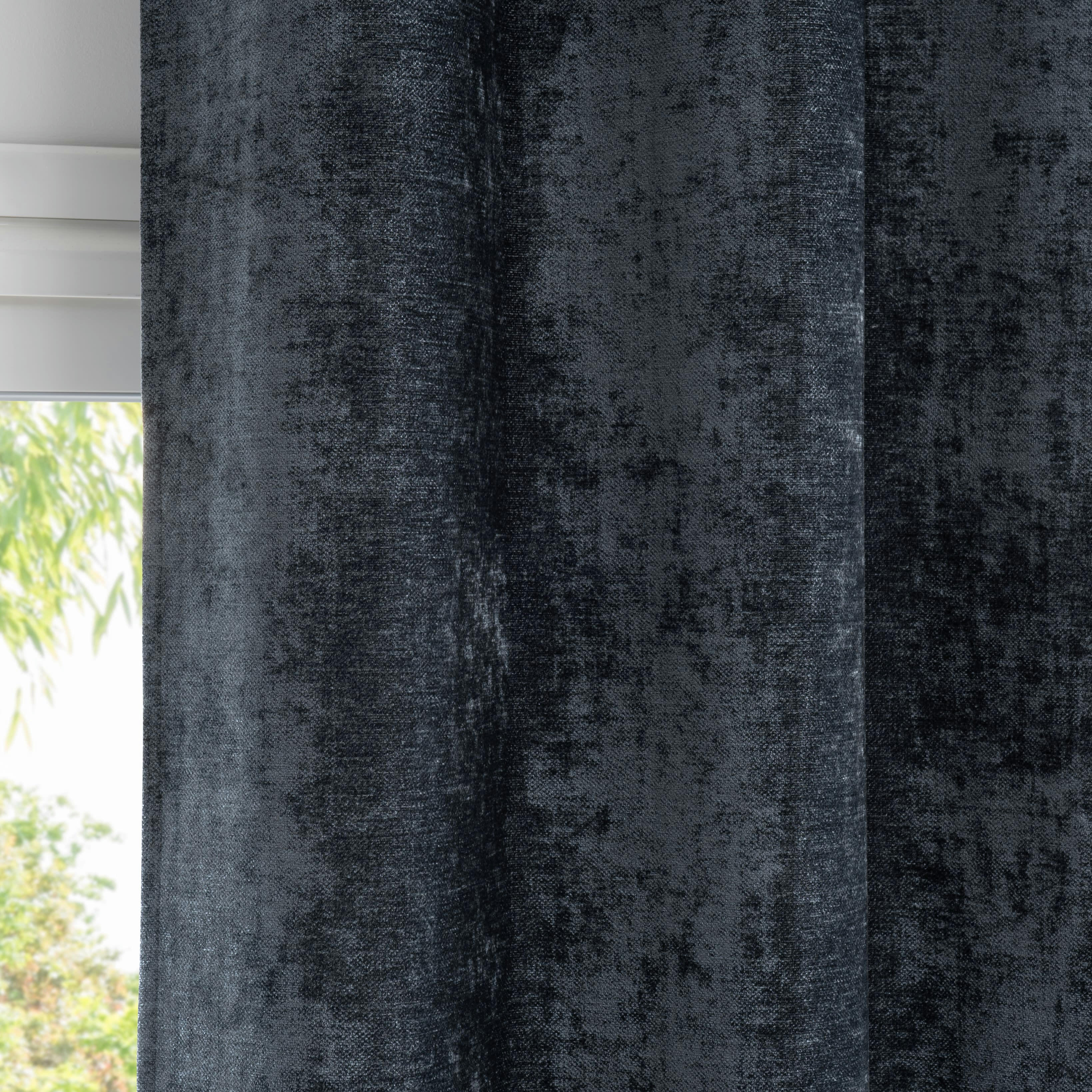 - Rideau à œillets en velours effet vieilli gris anthracite à l'unité 140x300