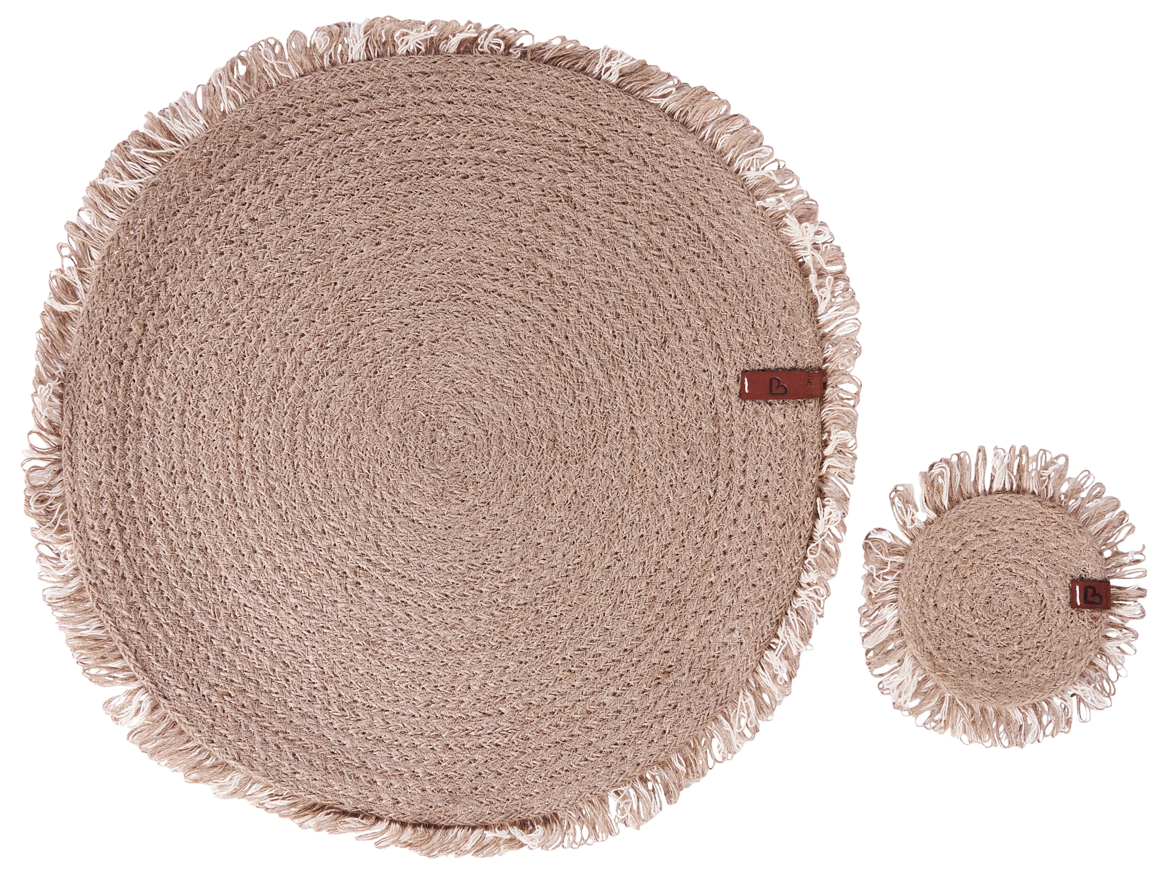 12 Piece Placemats and Coasters Set RIBBERY Jute Natural
