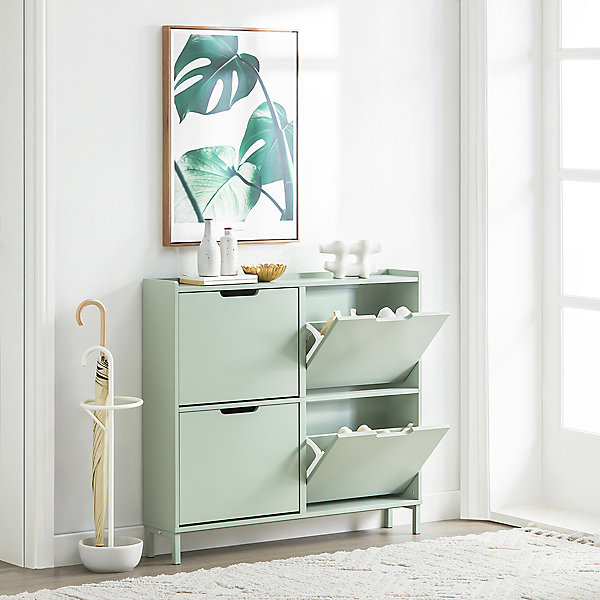 Armoire Commode à 4 abattants Meuble d'entrée Rangement pour Chaussures, FSR100-GR, SoBuy