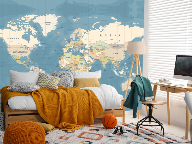 Fototapeta Mapa świata w języku polskim 100x70cm
