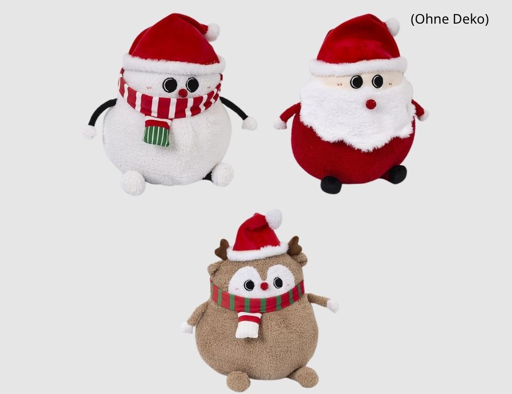 Kissen Schneemann, Weihnachtsmann oder Rentier Bunt