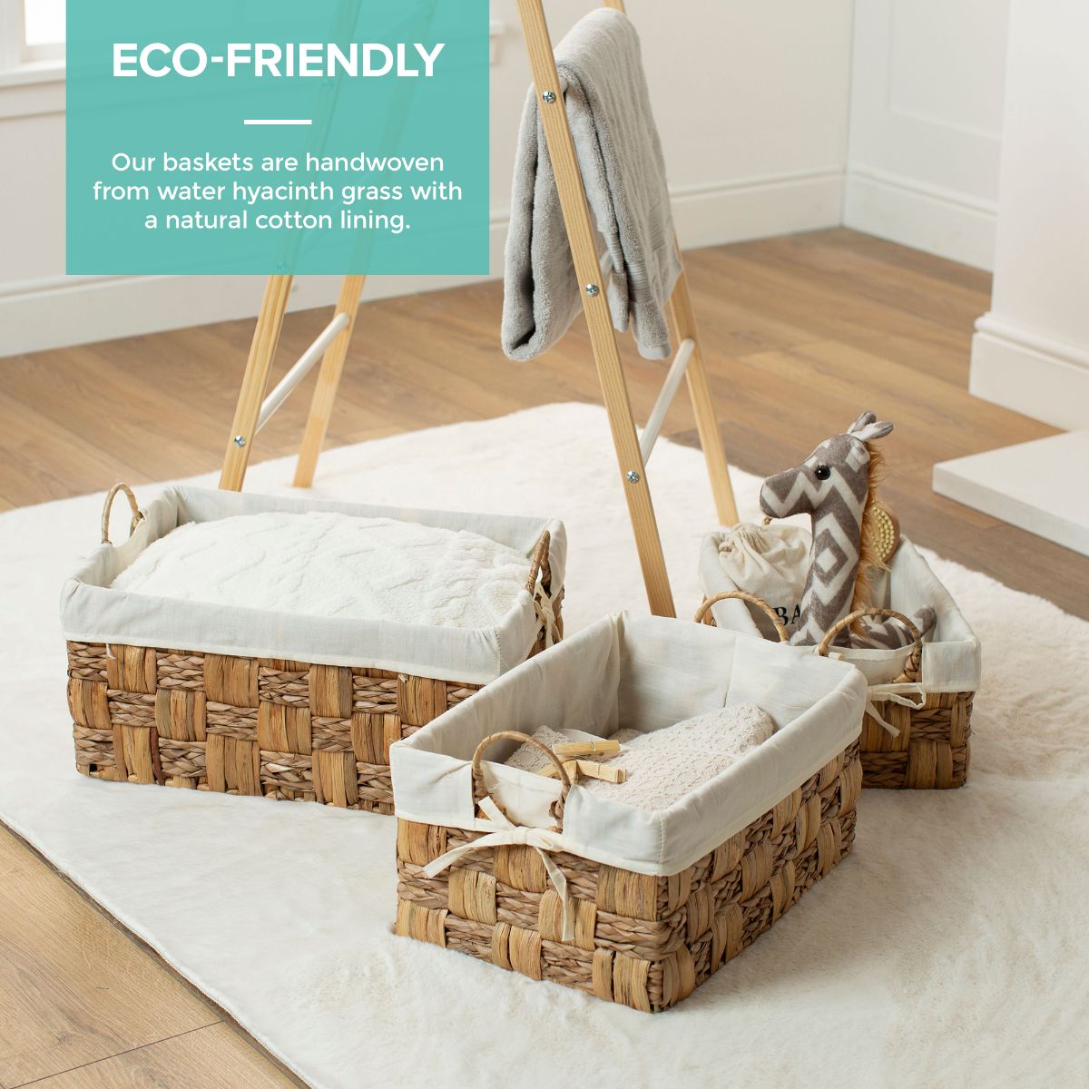 LIVIVO 3PC Seagrass & Water Hyacinth Weave Storage Baskets
