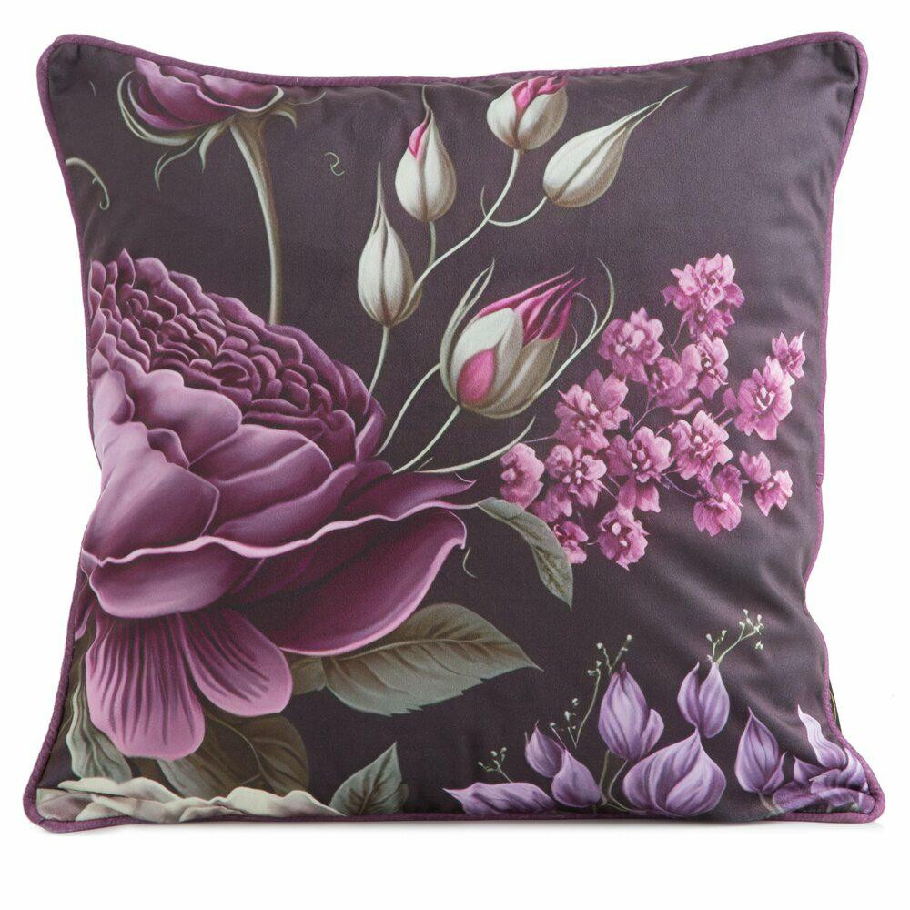Poszewka dekoracyjna Velvet kwiaty 45x45 cm