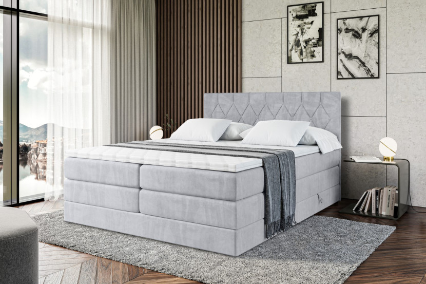 Łóżko kontynentalne z pojemnikiem i materacem VELANTO KING - 120x200 cm