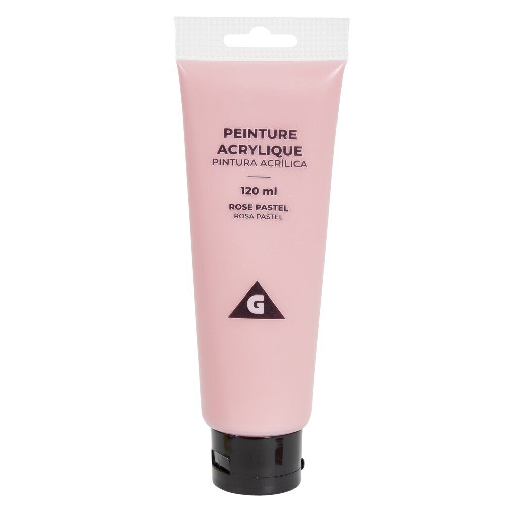 Tube de peinture acrylique rose pastel 120ml