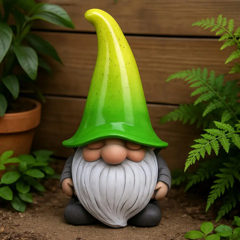 Tuinkabouter gnoom - groene muts - polystone - 23 cm