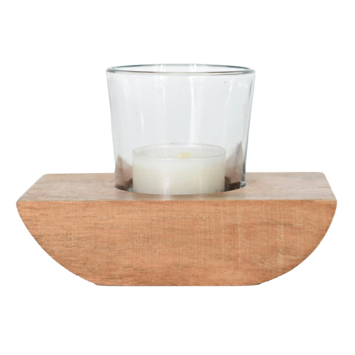 MYA - Photophore bois  naturel 12x8x3 cm