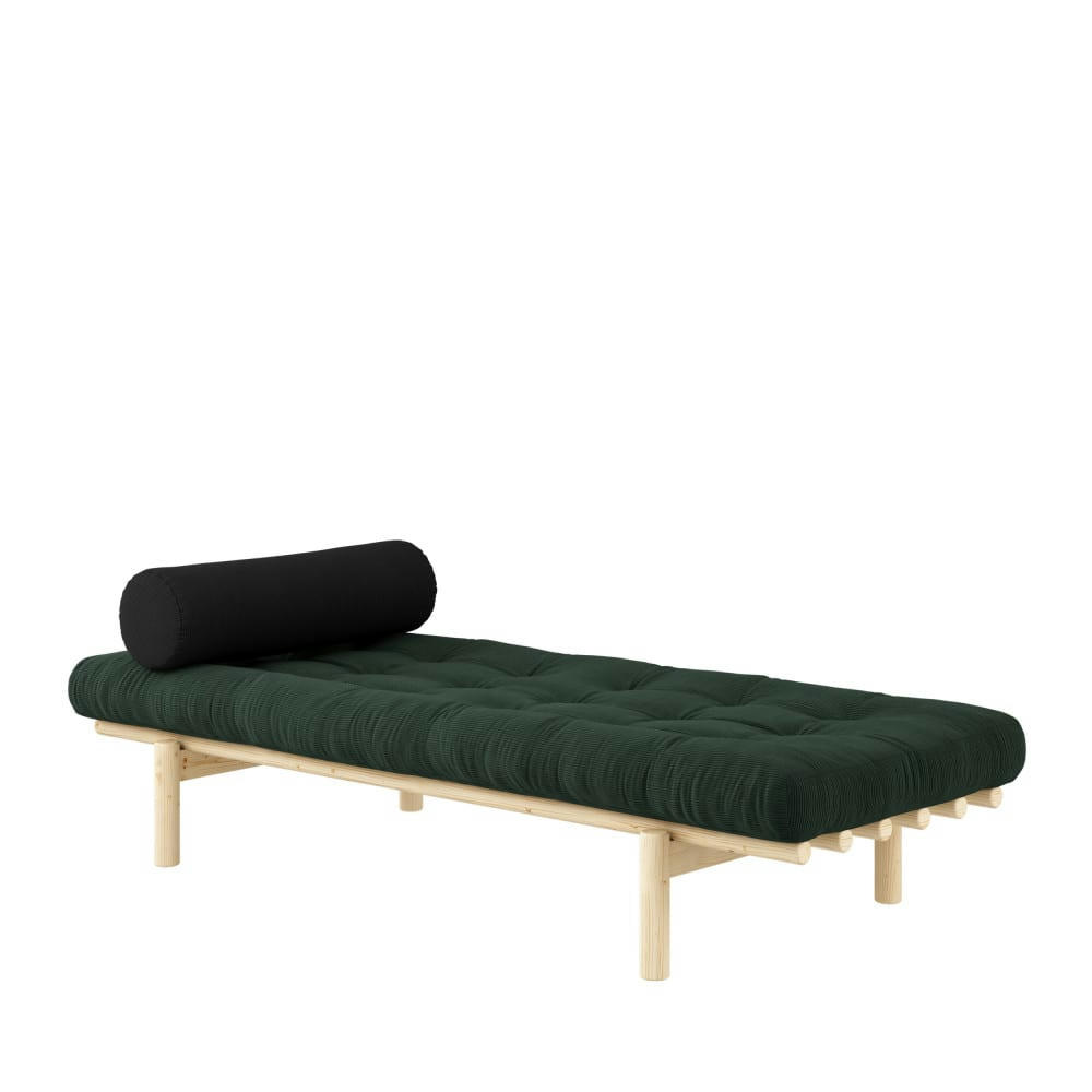 NEXT DAYBED - Méridienne en bois naturel et tissu vert forêt