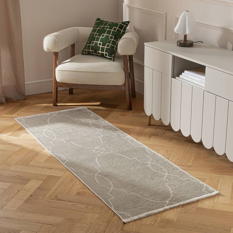 Habitat Luxe Chenille Neutral Flatweave Runner - 66x200cm