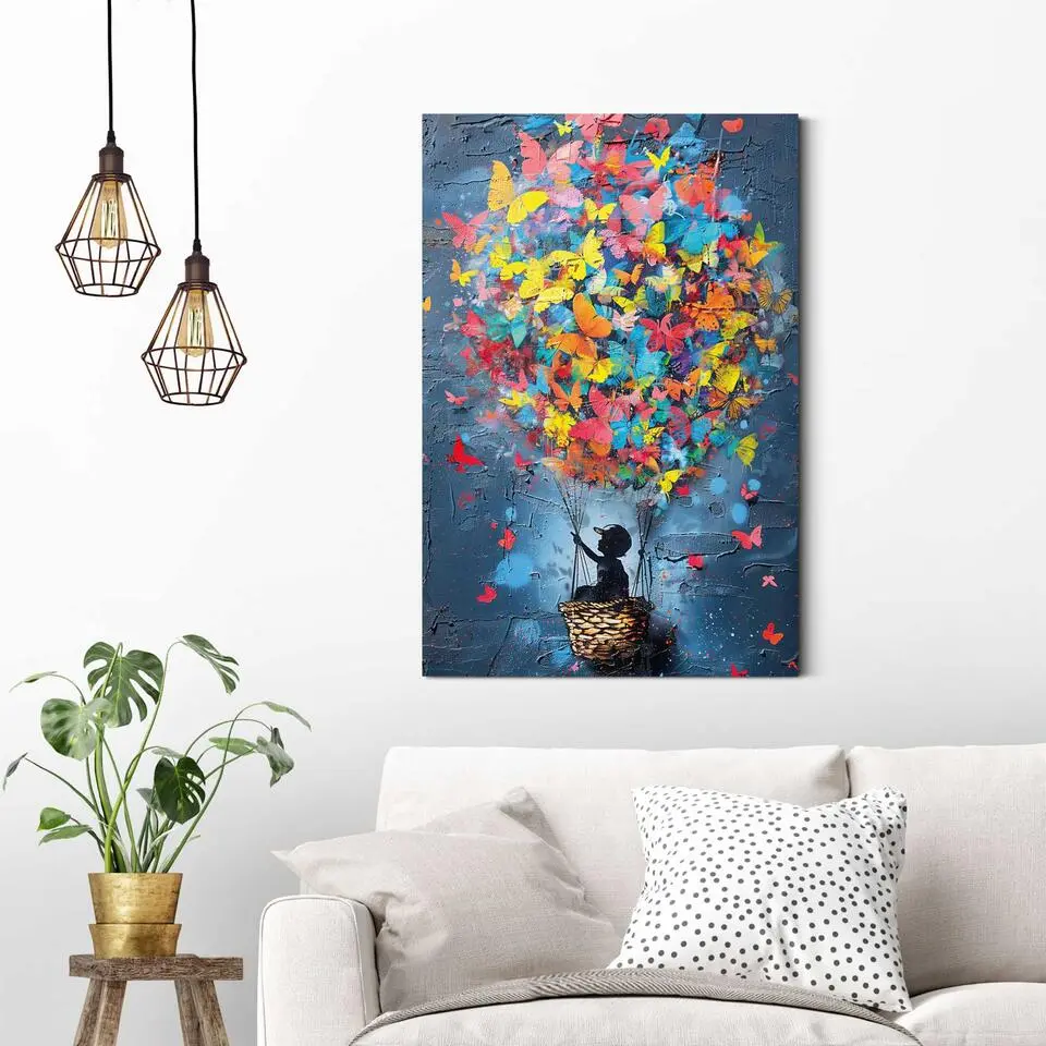 Schilderij Colourful Balloon - 90 x 60 - Bont