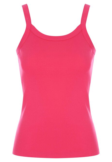 Womens Pink Ribbed Cami Vest Top