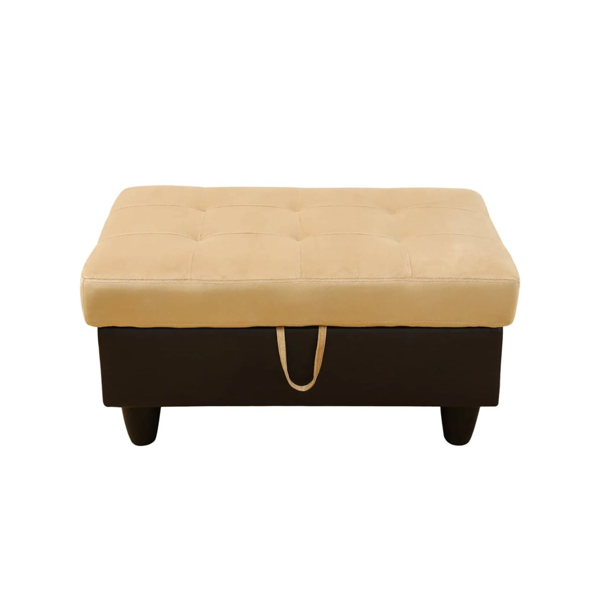 Black Faux Leather Storage Ottoman