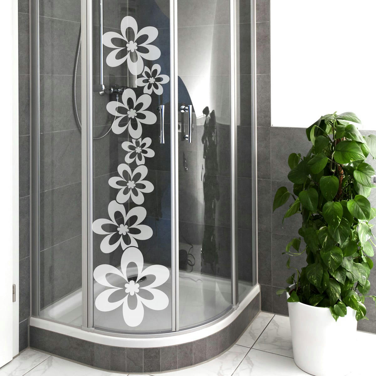 - Film Occultant alignement de fleurs pour Vitre/Douche 100x35cm