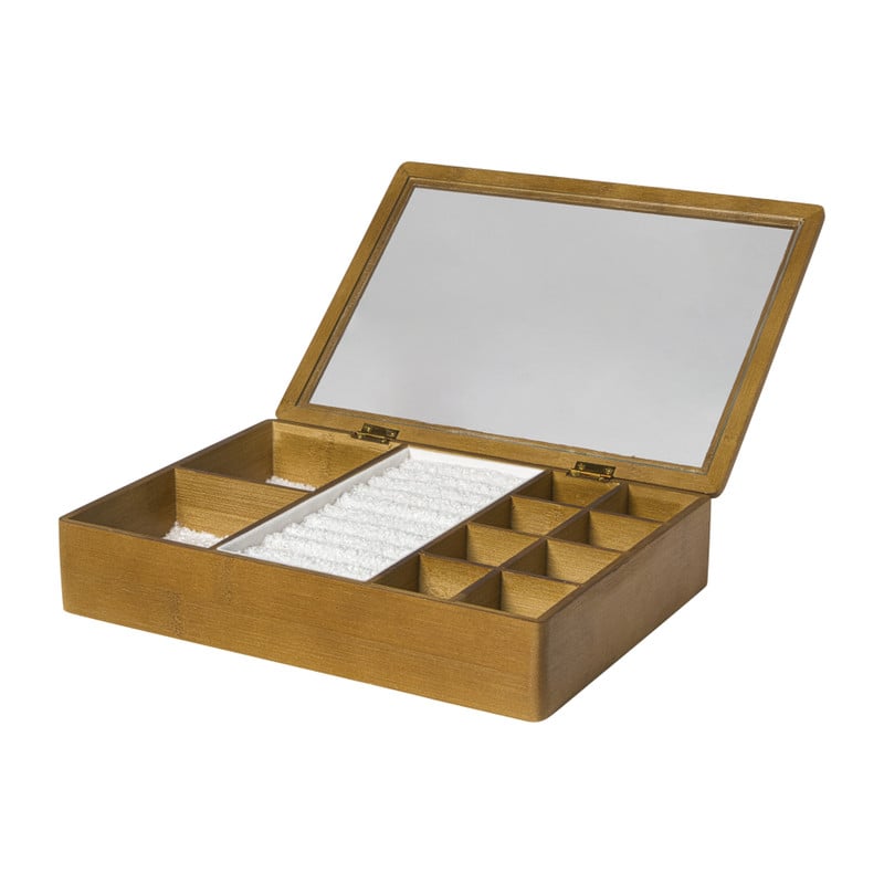 Sieradendoos met teddy - bruin/wit - 12 vakken