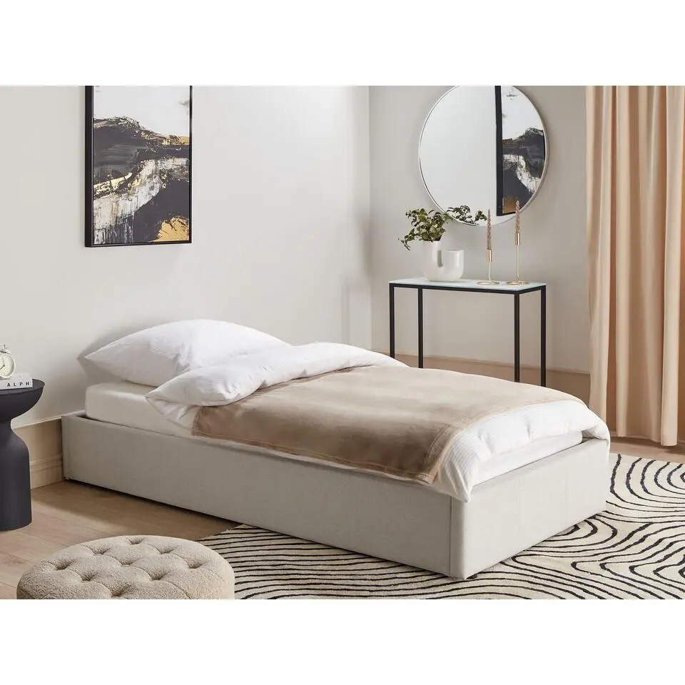 DINAN - Eenpersoonsbed - Lichtbeige - 90 x 200 cm - Polyester