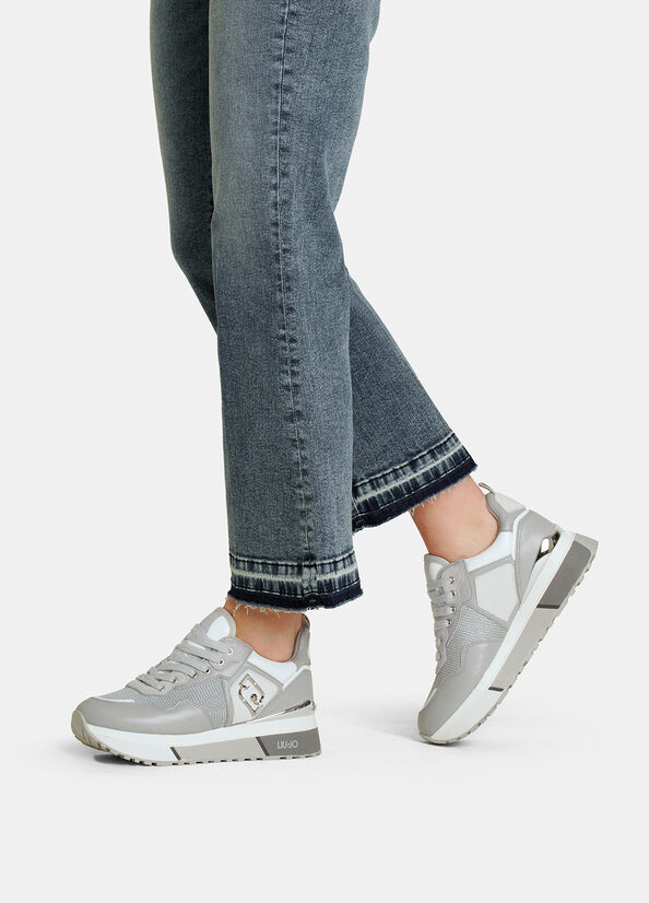 Sneakers in pelle e mesh