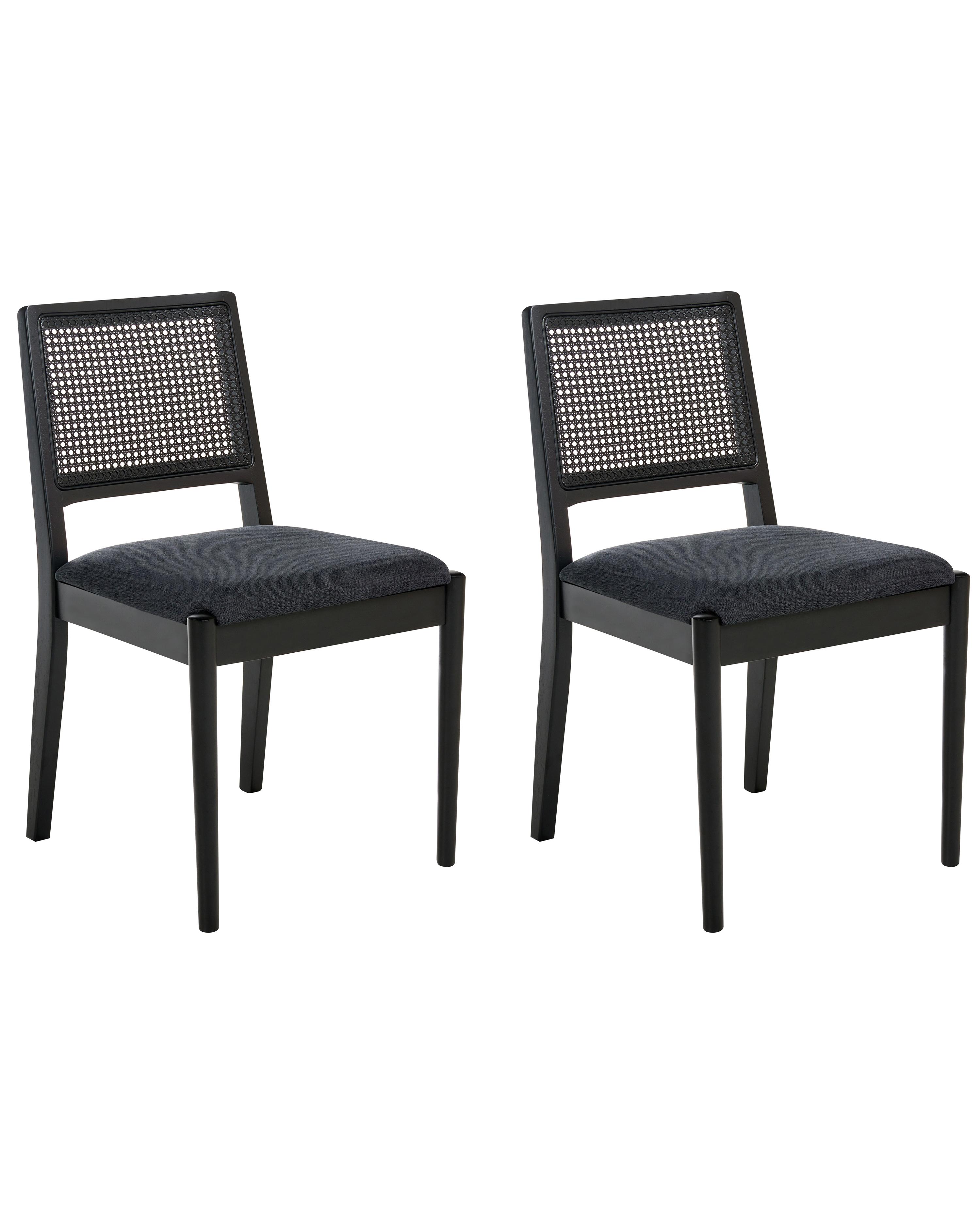 Set of 2 Dining Chairs TAMARAC Wood Black
