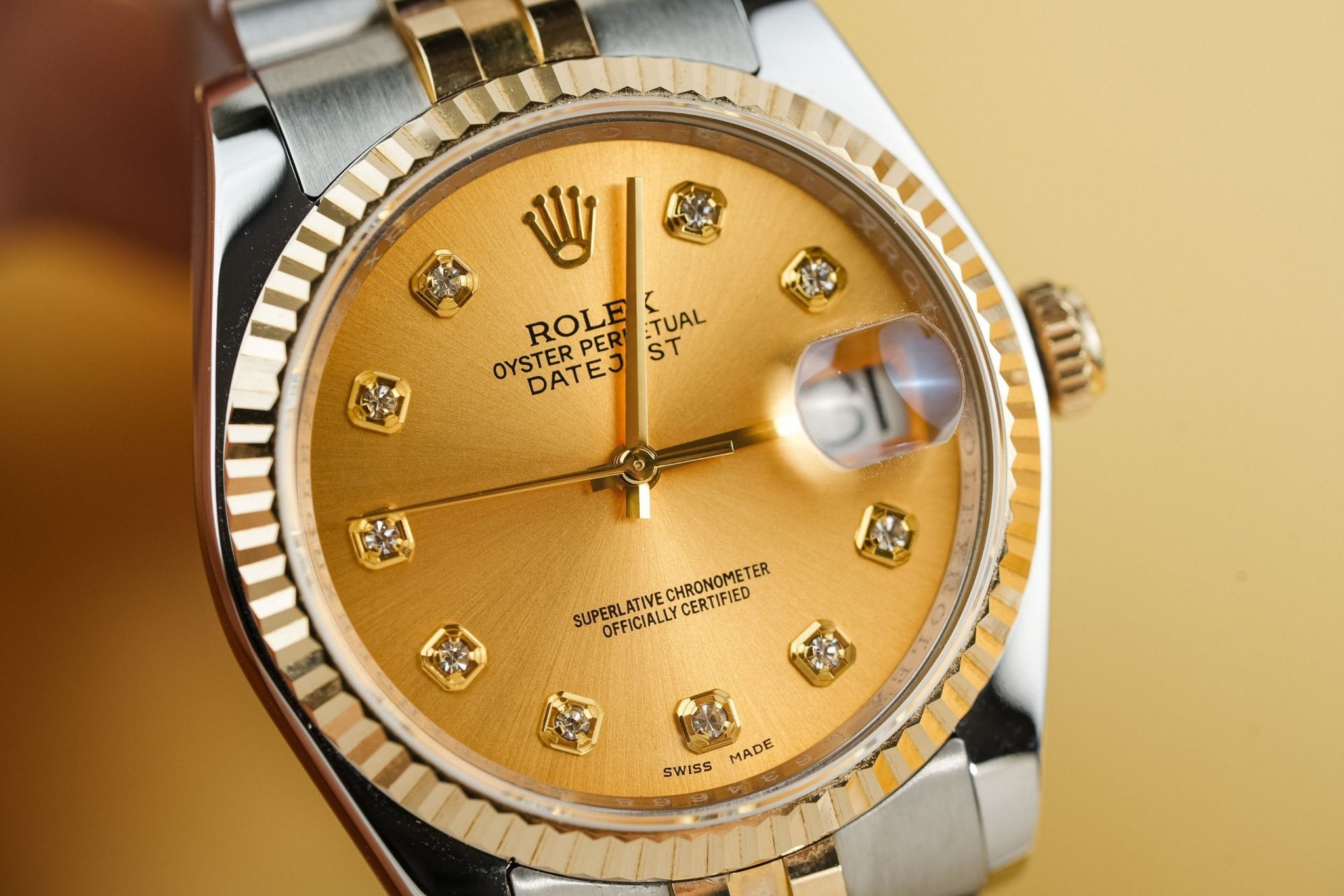 Rolex Datejust 126233 SS/YG Plated Champagne Dial CZ Diamonds 36mm Jub Super Clone