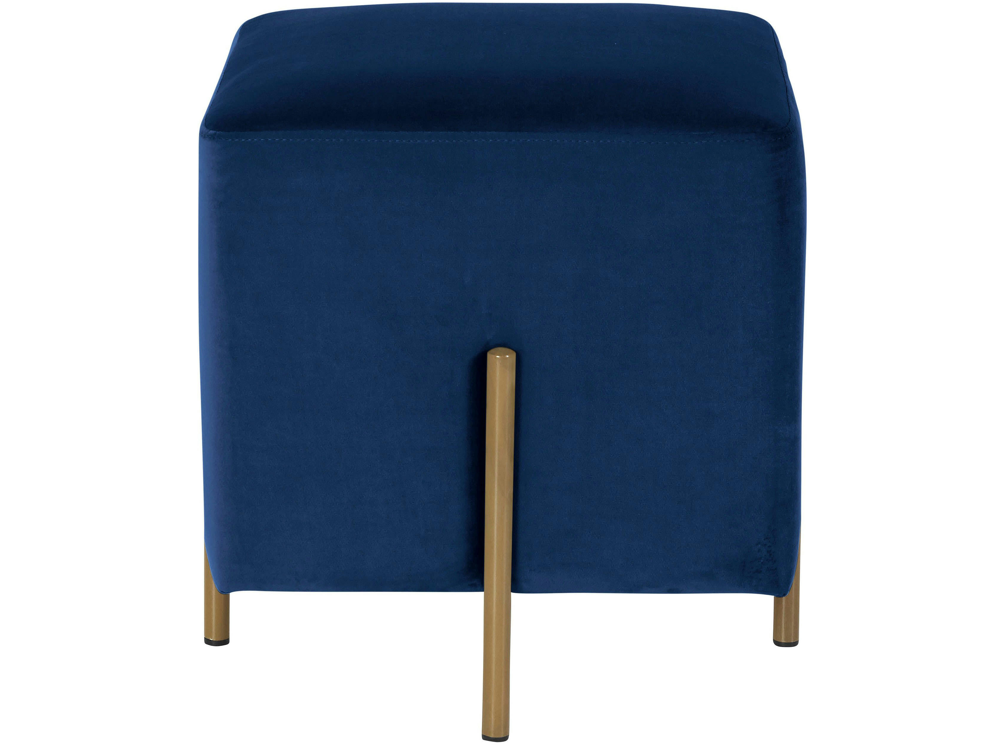 NOLAN - Tabouret rembourré en velours bleu foncé