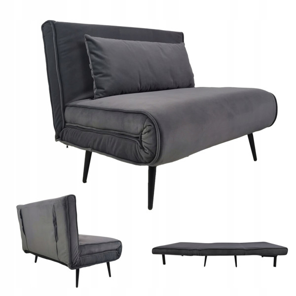 Sofa kanapa amerykanka rozkładana z funkcją spania oparcie Evita c. szara