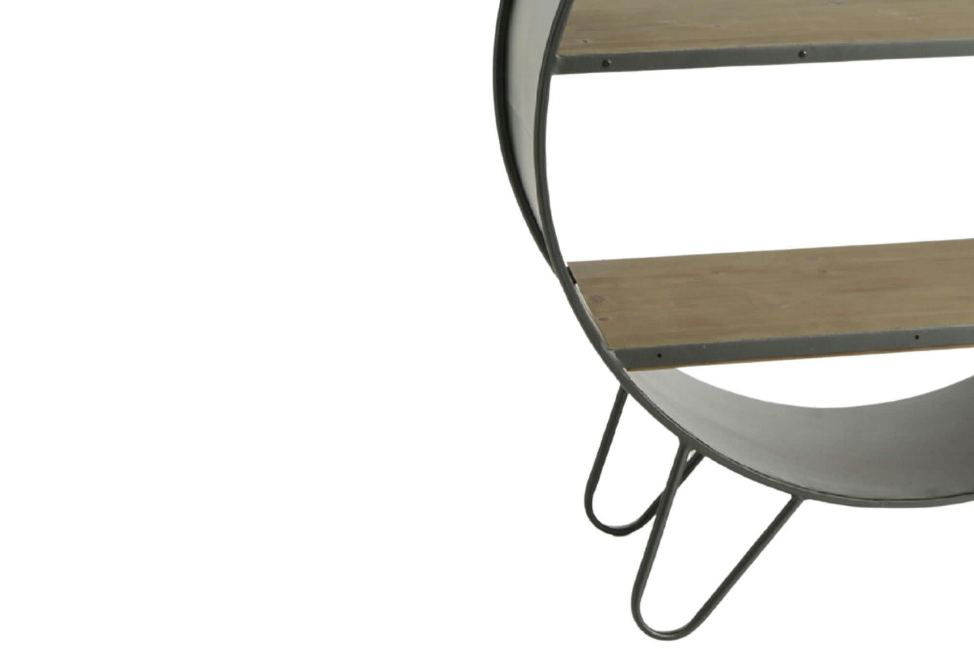 OHIO - Bibliothèque industrielle ronde en bois et métal