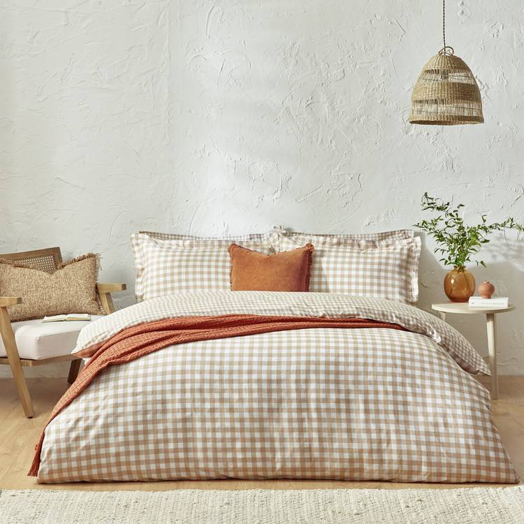 Yard Barton Cotton Check Biscuit Bedding Set - Double