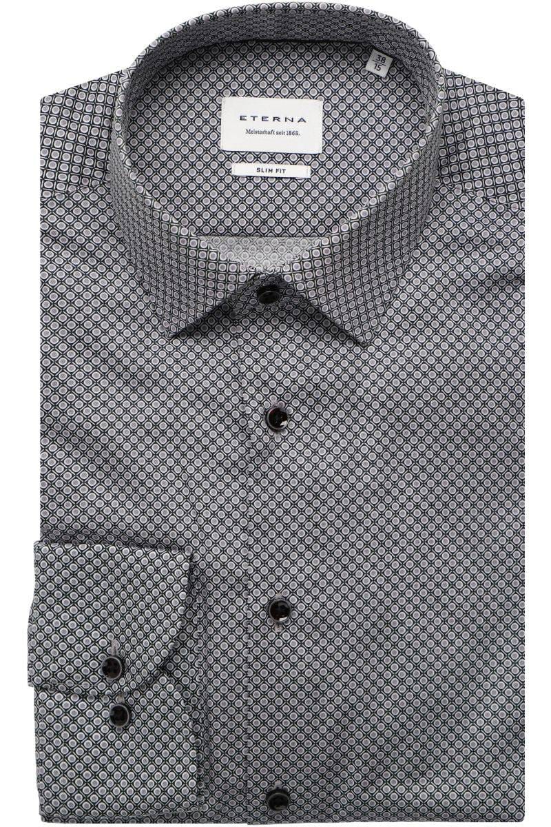 ETERNA Slim Fit Hemd silber, Bedruckt (extra langer Arm)