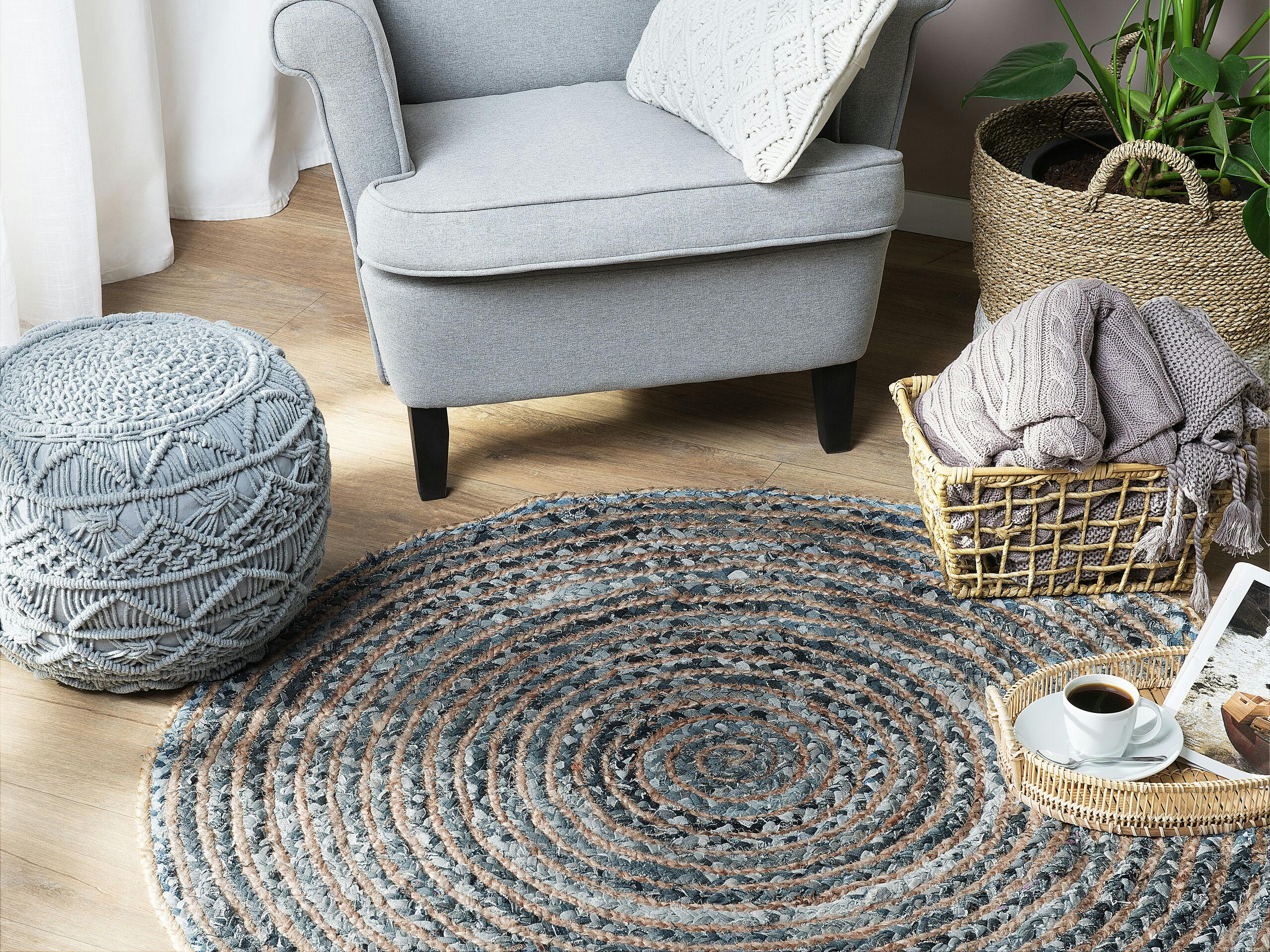 MASLAK - Tapis en tissu gris 120x120cm