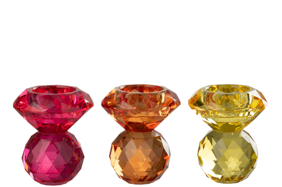 J-Line kaarshouder - glas - mix - 3 stuks